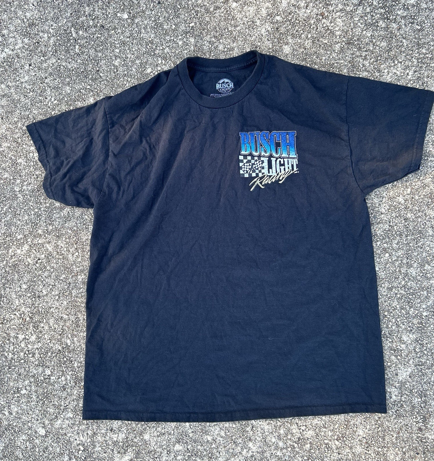 Men’s XL Busch Light Racing Graphic T-Shirt Tee Shirt Black Pre Owned BUSCH