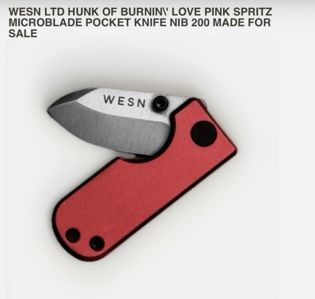 New Wesn Microblade Knife “The Pink Spritz”, A Very Nice Looking Knife. Seal Box