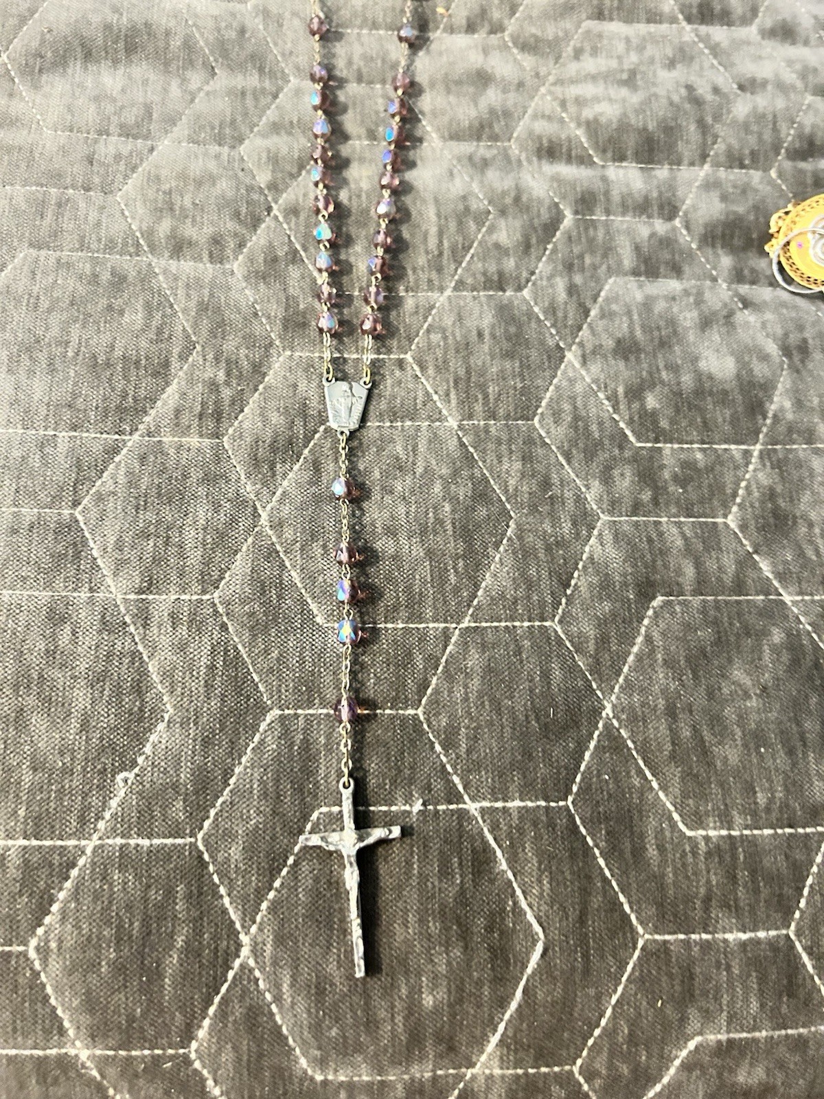 Vintage Purple Rosary Beads  Aurora Borealis Finish #468