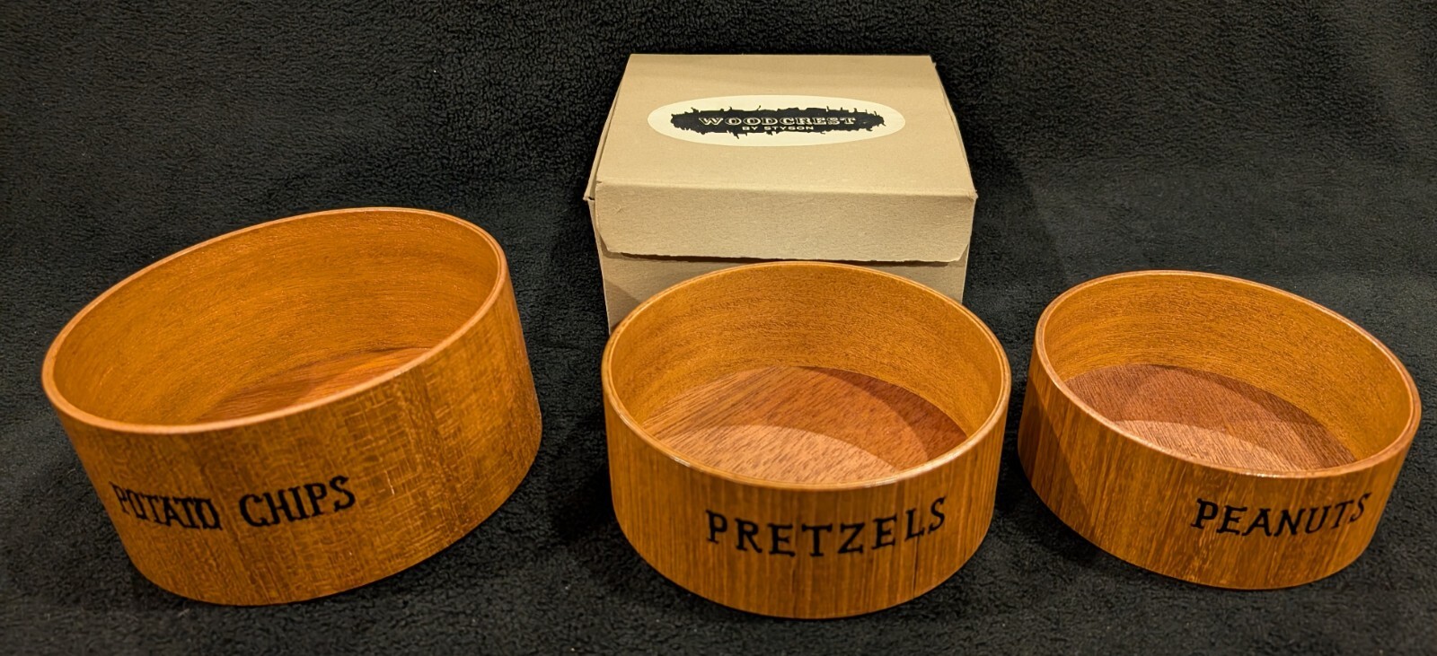 Vintage Woodcrest by Styson Wood Nesting Snack Bowls Set of 3