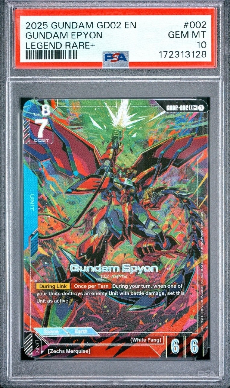 2025 GUNDAM DUAL IMPACT #002 GUNDAM EPYON LEGEND RARE+ PSA 10