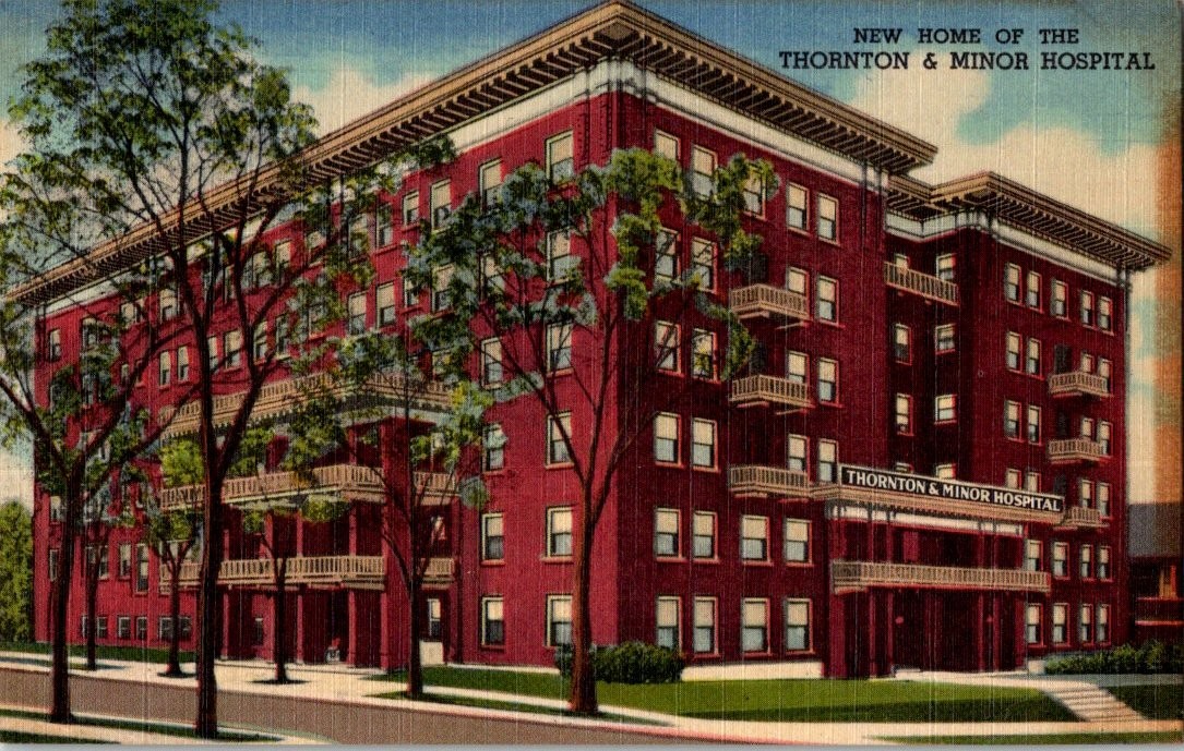 Kansas City MO Thornton & Minor Hospital 1953 Linen Postcard Kansas City MO Thornton & Minor Hospital 1953 Linen Postcard