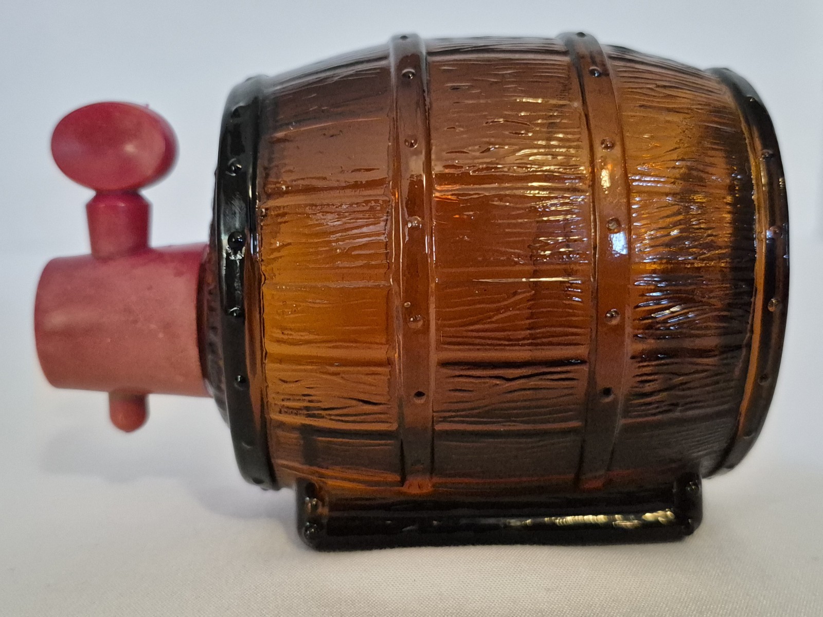 Vintage 1970s Avon On Tap Barrel Bottle, Amber Glass, Empty