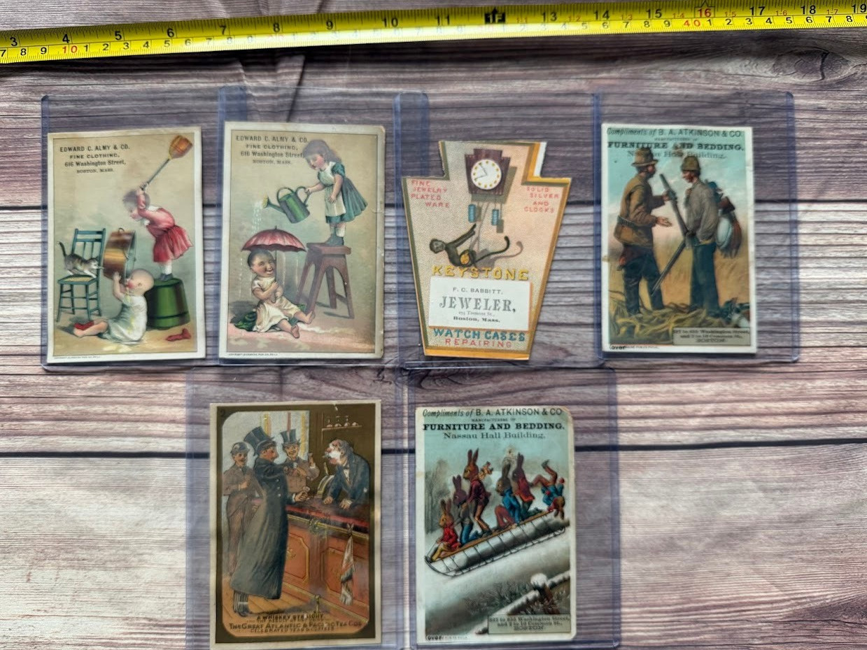 Lot of 6 Vintage Antique Advertising Prints Postcards Trade Cards Early 1900\'s