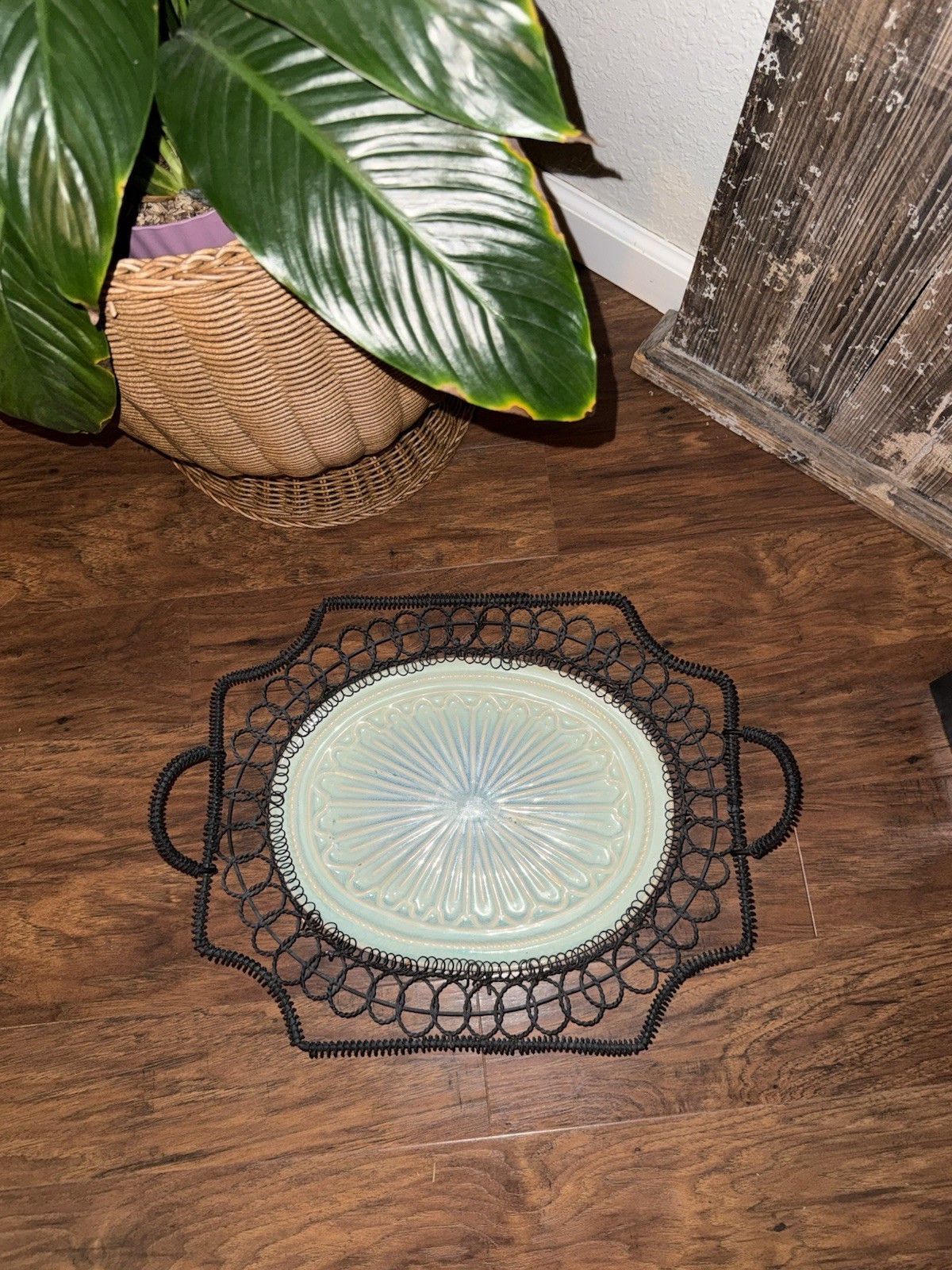 Vintage French Wire Serving Tray/French Country Decor 