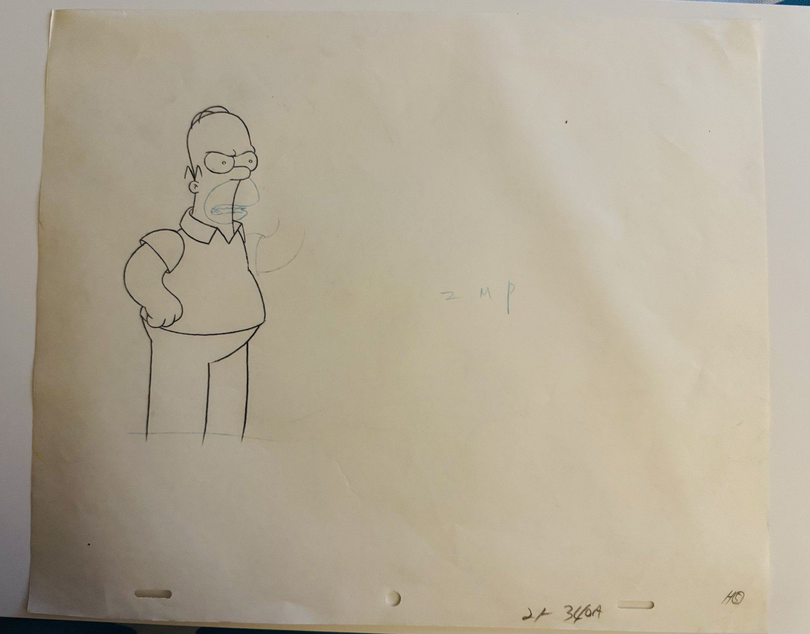 Original Homer Simpson Animation Drawing Production Art FOX Simpsons