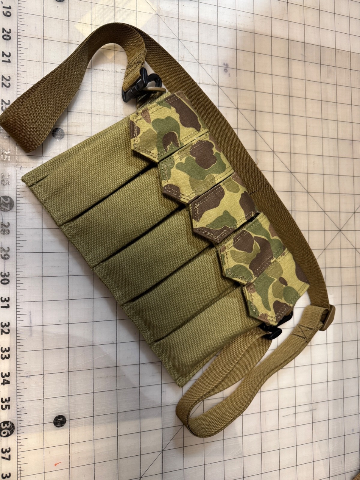 WWII Thompson 5 Cell Magazine Pouch Pistol Caliber Carbine with Frogskin covers 