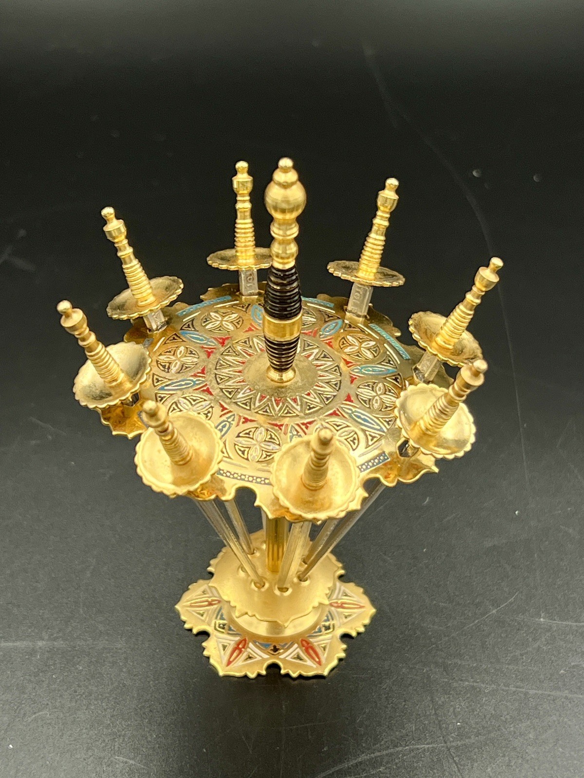 Vintage Toledo Spain Miniature Sword Cocktail Pick Set of 8 Swords With Holder Vintage Toledo Spain Miniature Sword Cocktail Pick Set of 8 Swords With Holder