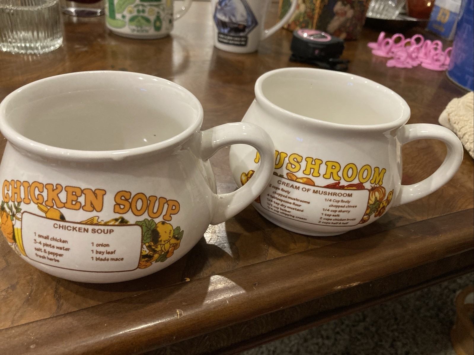 Set Of Vintage Mushroom And Chicken Soup Recipe Mugs Ceramic Kitchen Classic Set Of Vintage Mushroom And Chicken Soup Recipe Mugs Ceramic Kitchen Classic