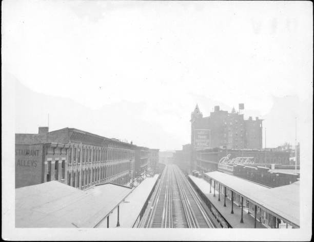 View from elevated railroad Fulton Street at Franklin Avenue- New York Old Photo View from elevated railroad Fulton Street at Franklin Avenue- New York Old Photo