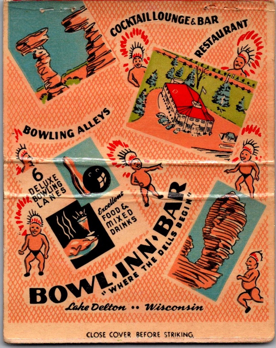 Bowl-Inn-Bar Lake Delton WI Vintage Large Matchbook Cover 4ML2-9 Bowl-Inn-Bar Lake Delton WI Vintage Large Matchbook Cover 4ML2-9