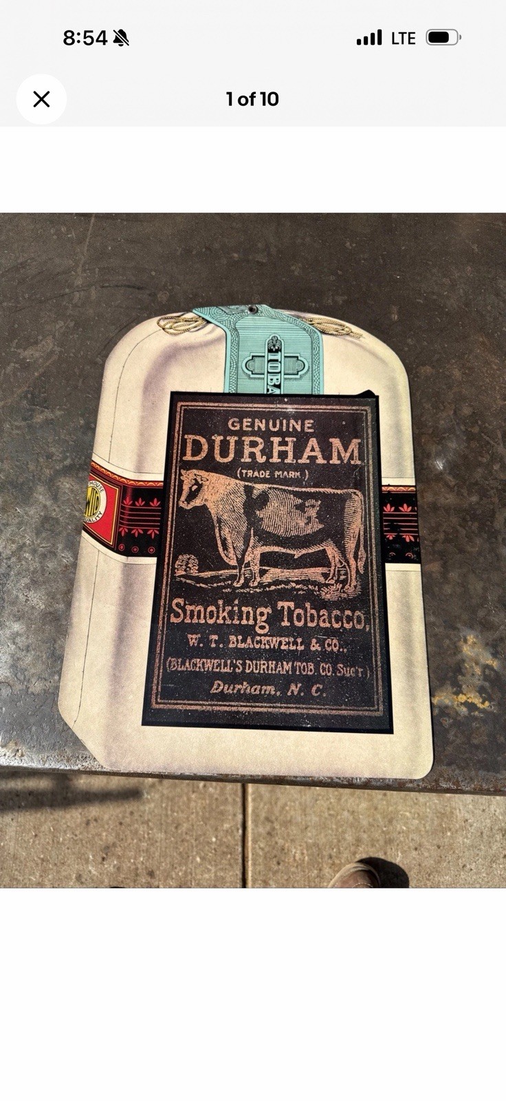 Vintage Durham Trade Tobacco Advertising Sign Vintage Durham Trade Tobacco Advertising Sign