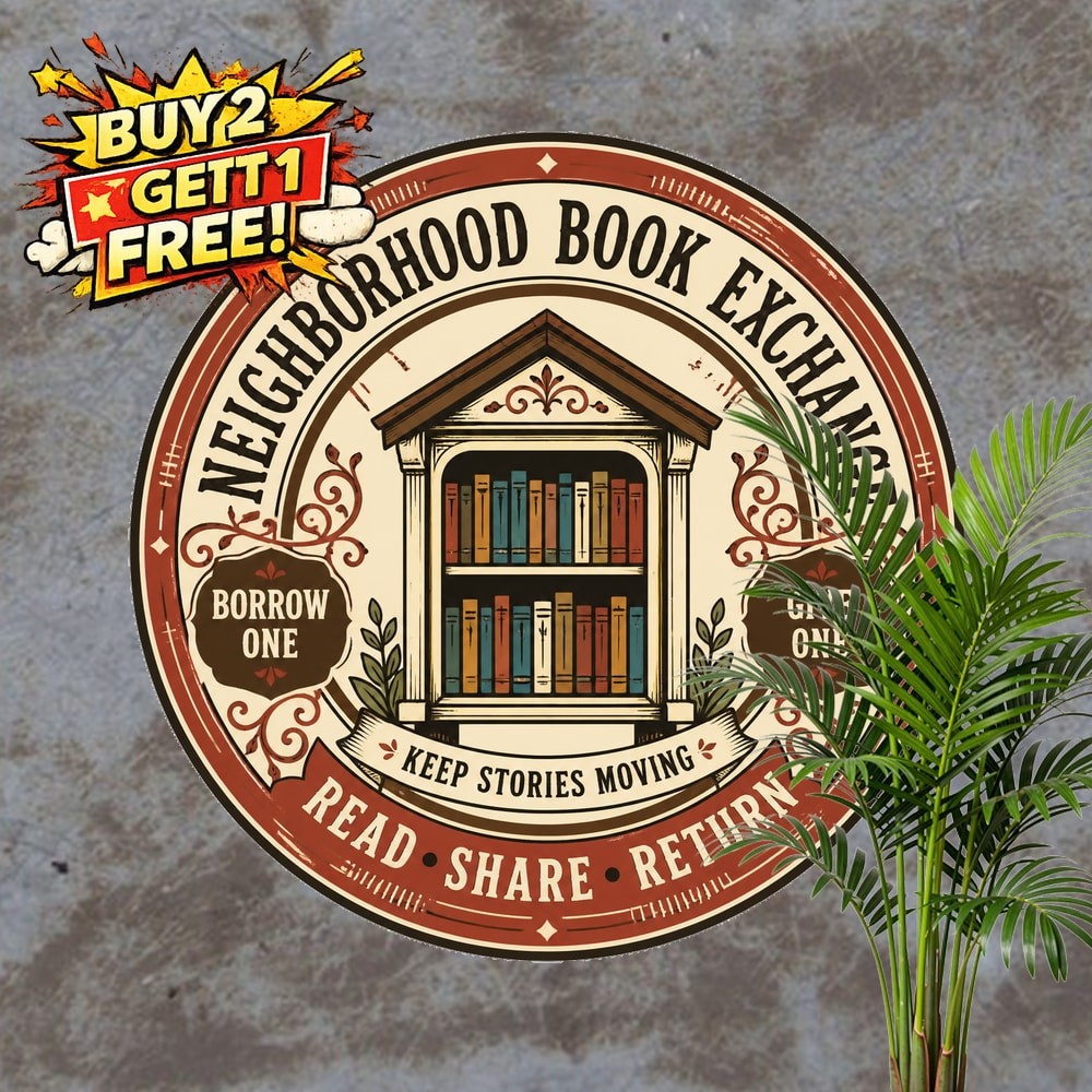 Free Little Library Books Metal Sign Vintage Community Reading Decor 8x8