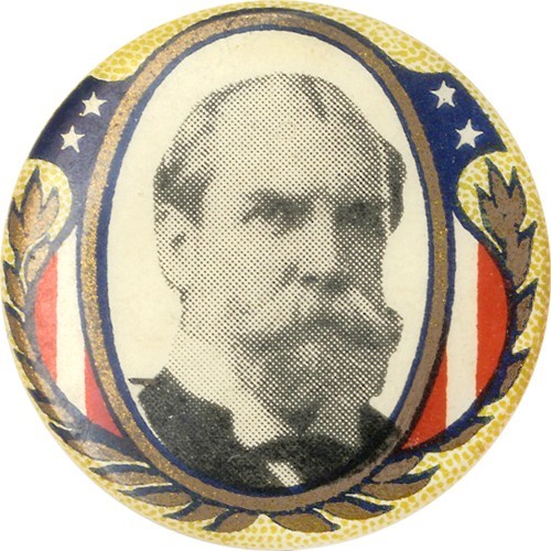 1916 Charles E. Hughes Patriotic Shield Portrait Button