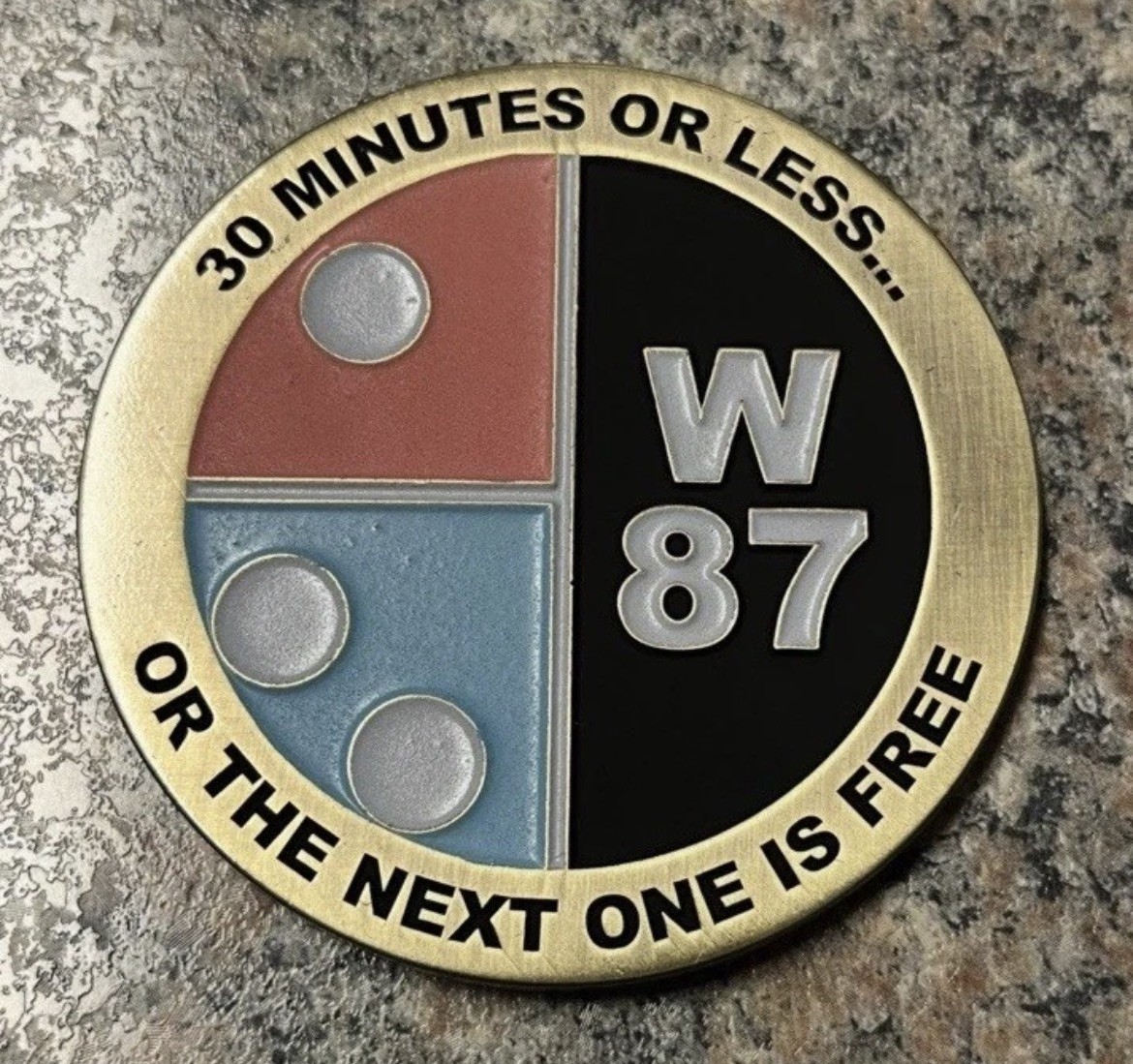 W-87 Dominoes Pizza Challenge Coin NNSA DOE KCNSC Pantex Sandia NMO W-87 Dominoes Pizza Challenge Coin NNSA DOE KCNSC Pantex Sandia NMO