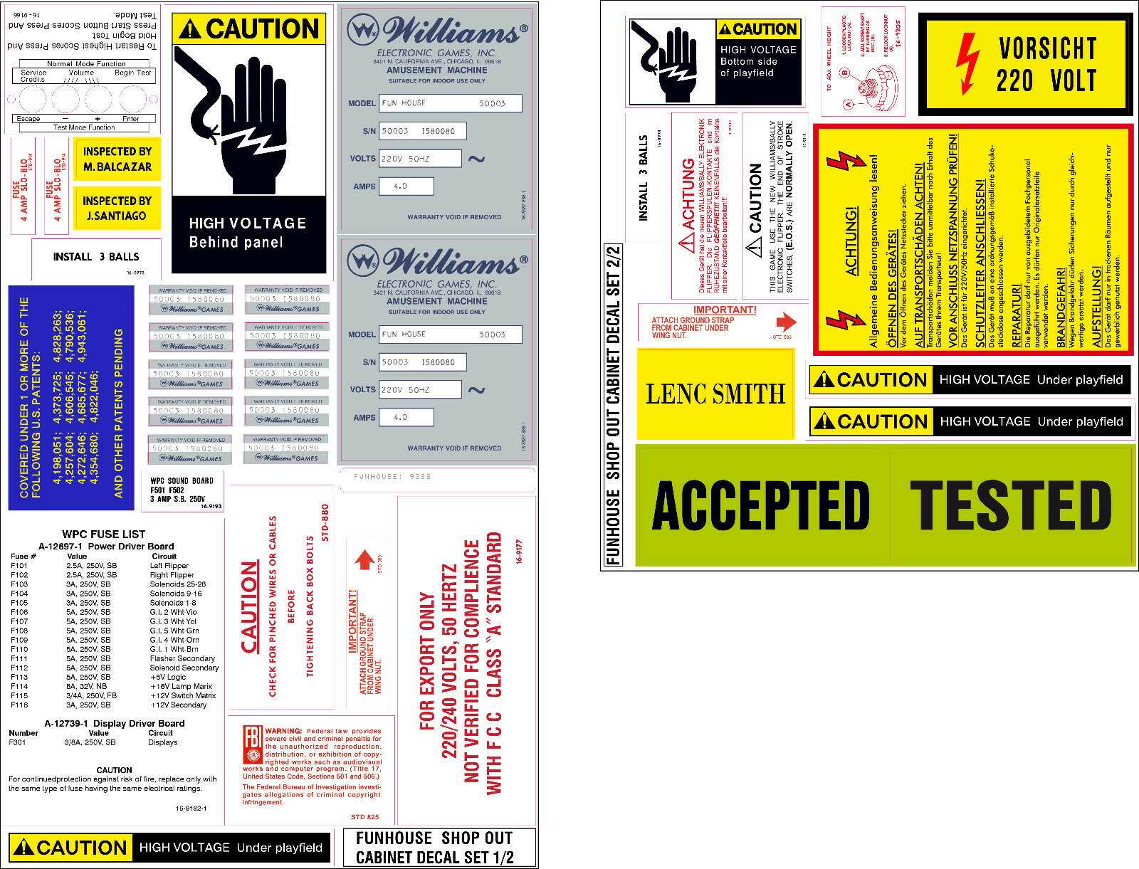 Funhouse - Pinball machine shop out decal set - customized