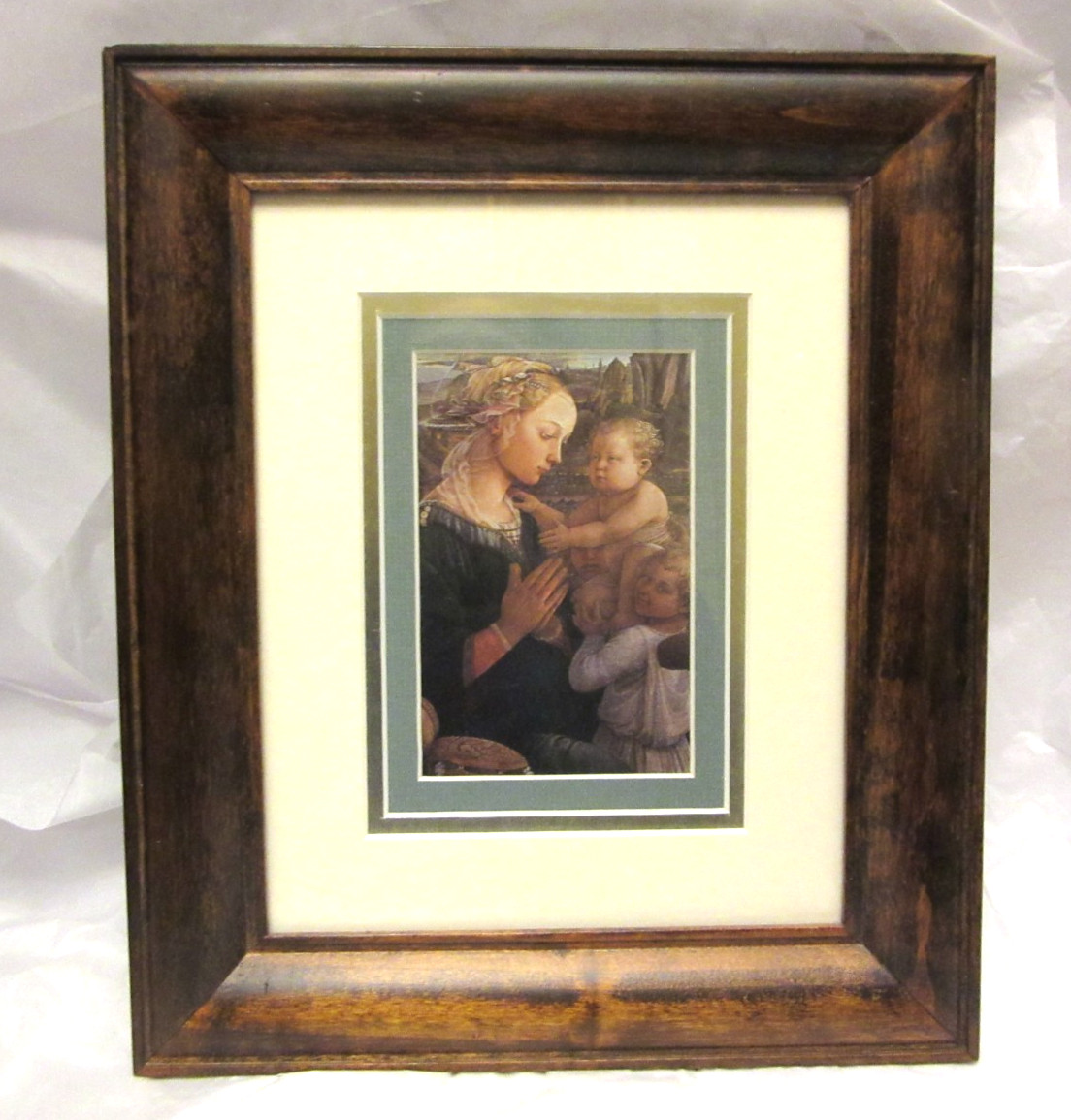 VTG Filippo Lippi Our Lady Madonna & Child w/ Two Angels in AC Moore Wood Frame