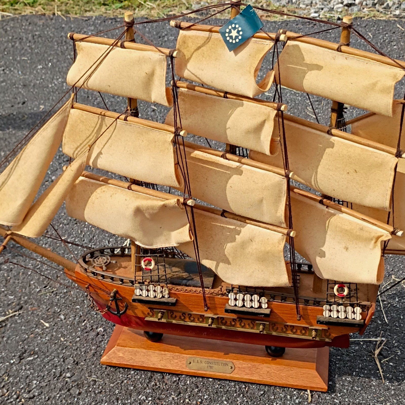USS Constitution 1797 Wooden Model Sailing Ship Display with Fabric Sails