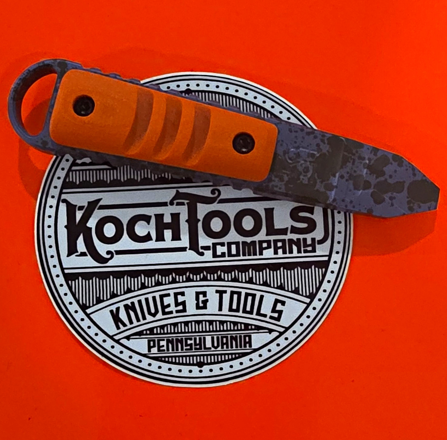 Koch Tools Co EDC Kursor Prybar Purple Body Green Splatter With Orange Handle