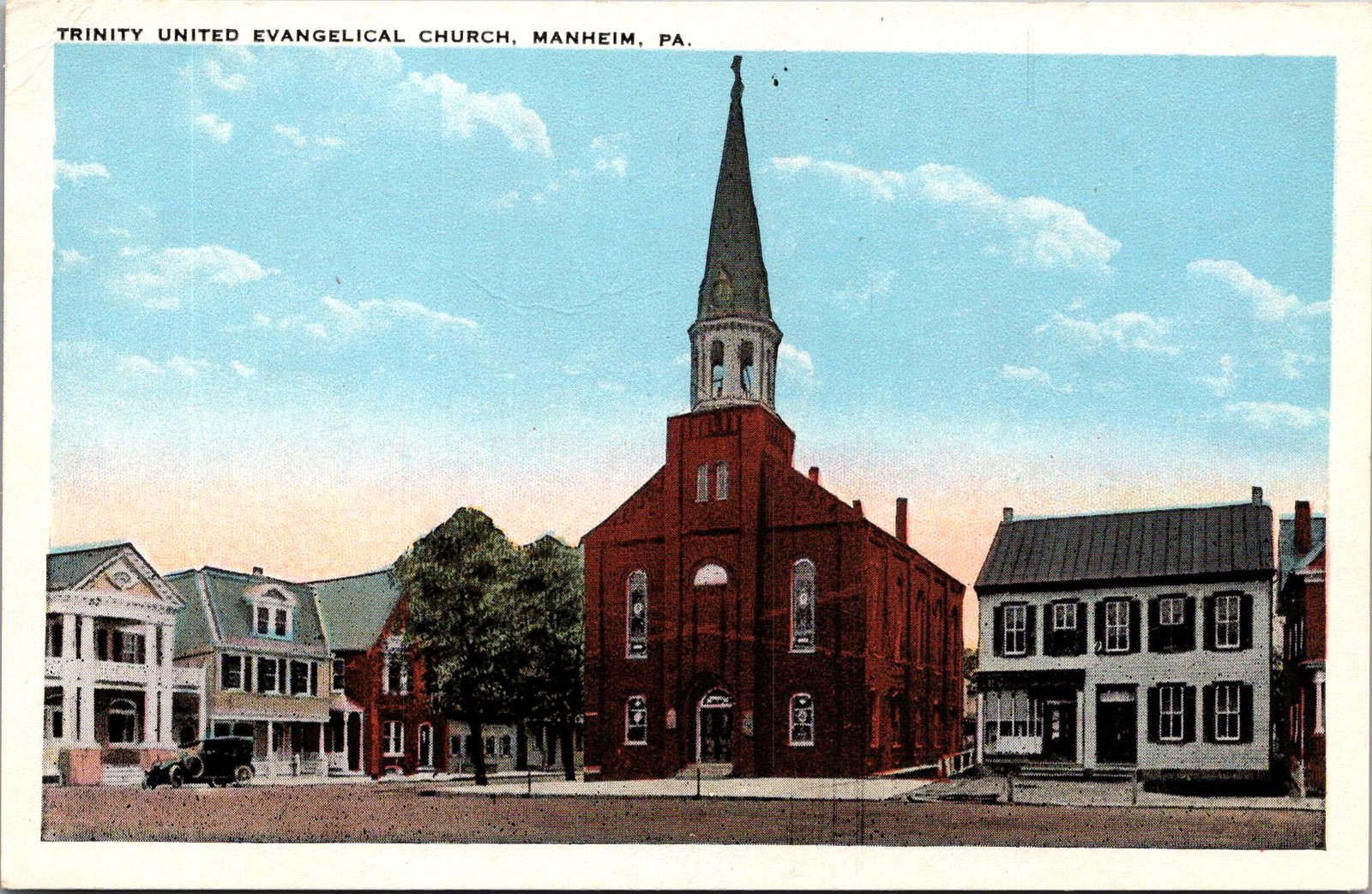 Manheim PA Trinity United Evangelical Church Vintage Postcard 4P23-11 Manheim PA Trinity United Evangelical Church Vintage Postcard 4P23-11