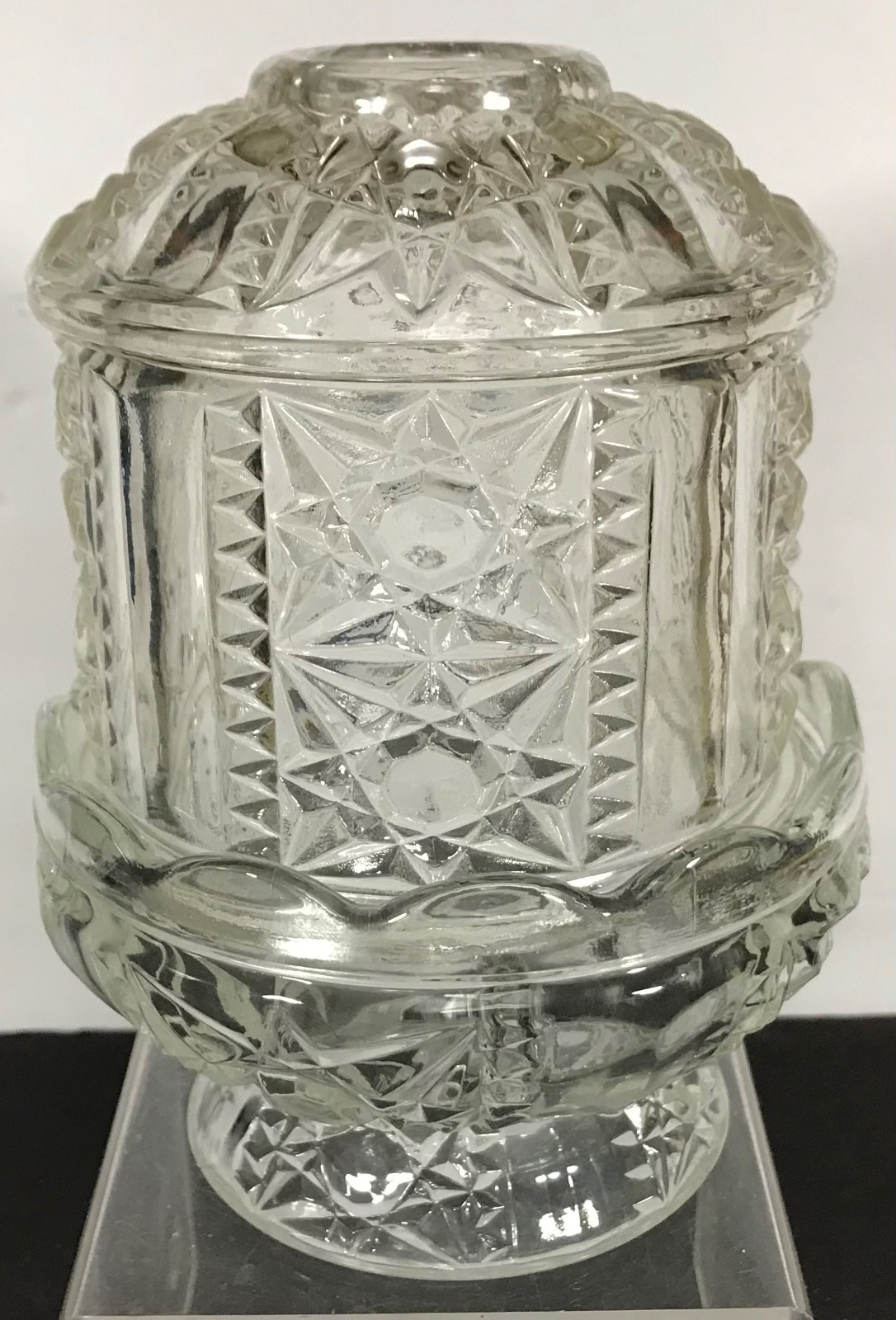 VINTAGE LARGE INDIANA STARS AND BARS CLEAR GLASS FAIRY LAMP