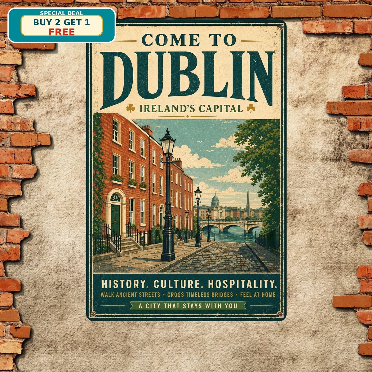 Come To Dublin Irish Pub Beer Tavern Retro Metal Sign Plaque