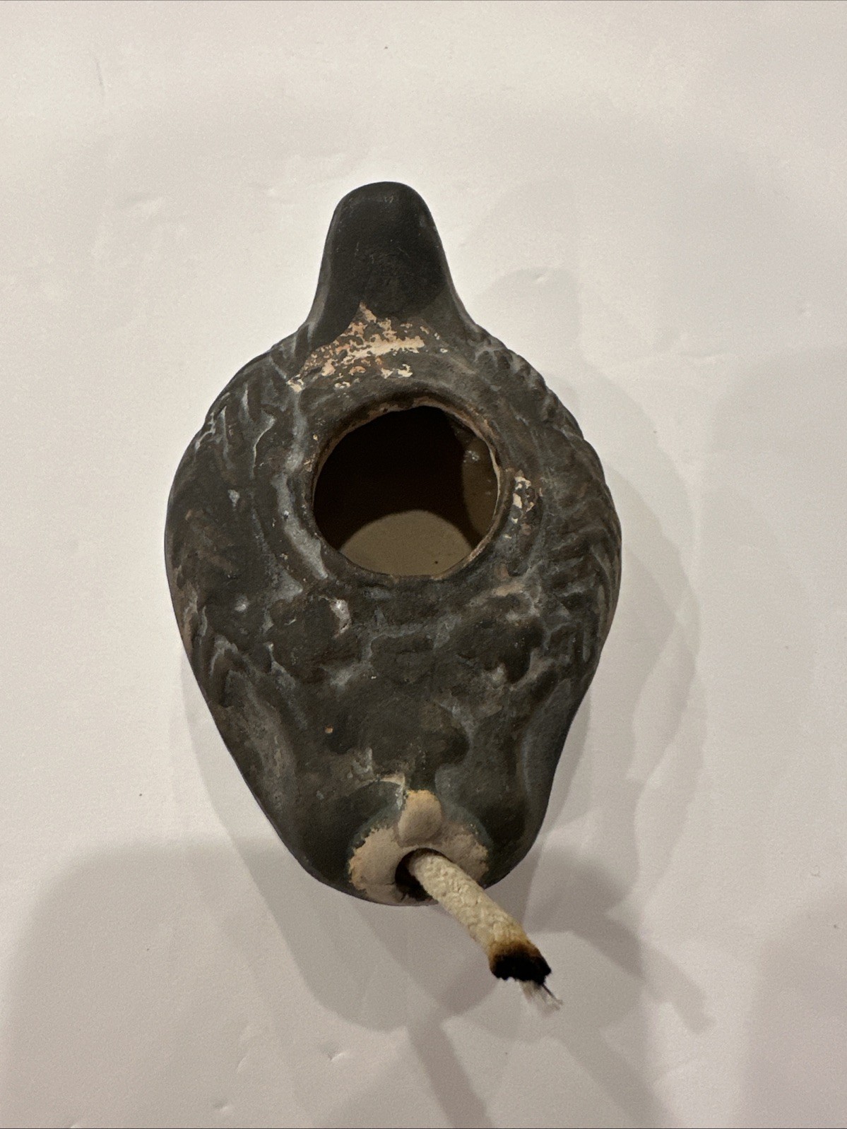 Antique pottery Clay Drak oil lamp Antique pottery Clay Drak oil lamp