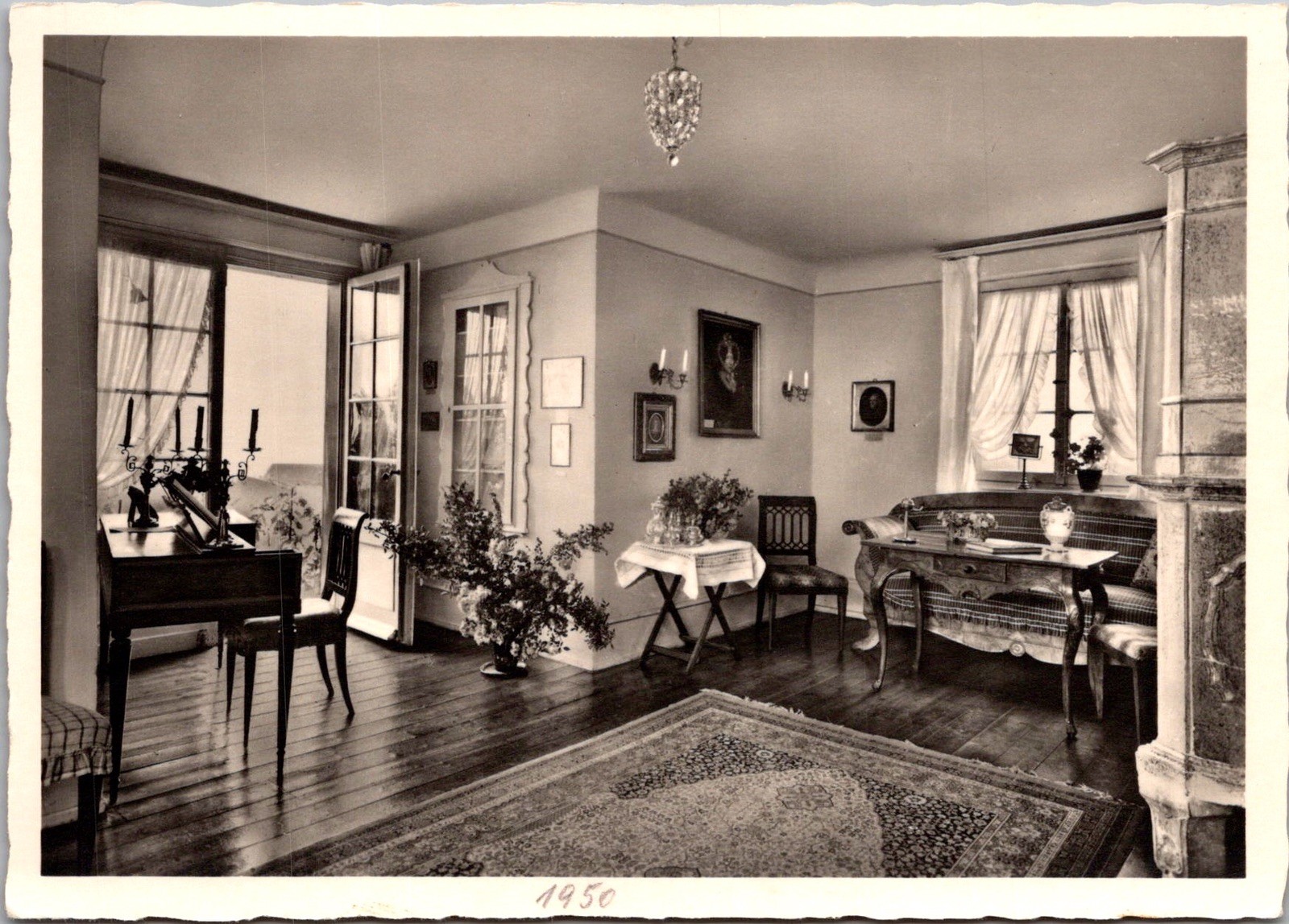 Annettes Parlor Room Interior Fürstenhäusle Meersburg Real Photo RPPC Postcard
