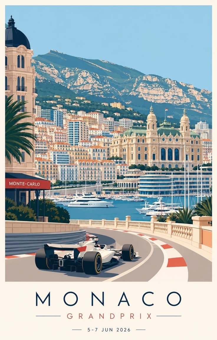Monaco Grand Prix Poster Formula 1 Monte Carlo Racing Wall Art Print 13x19