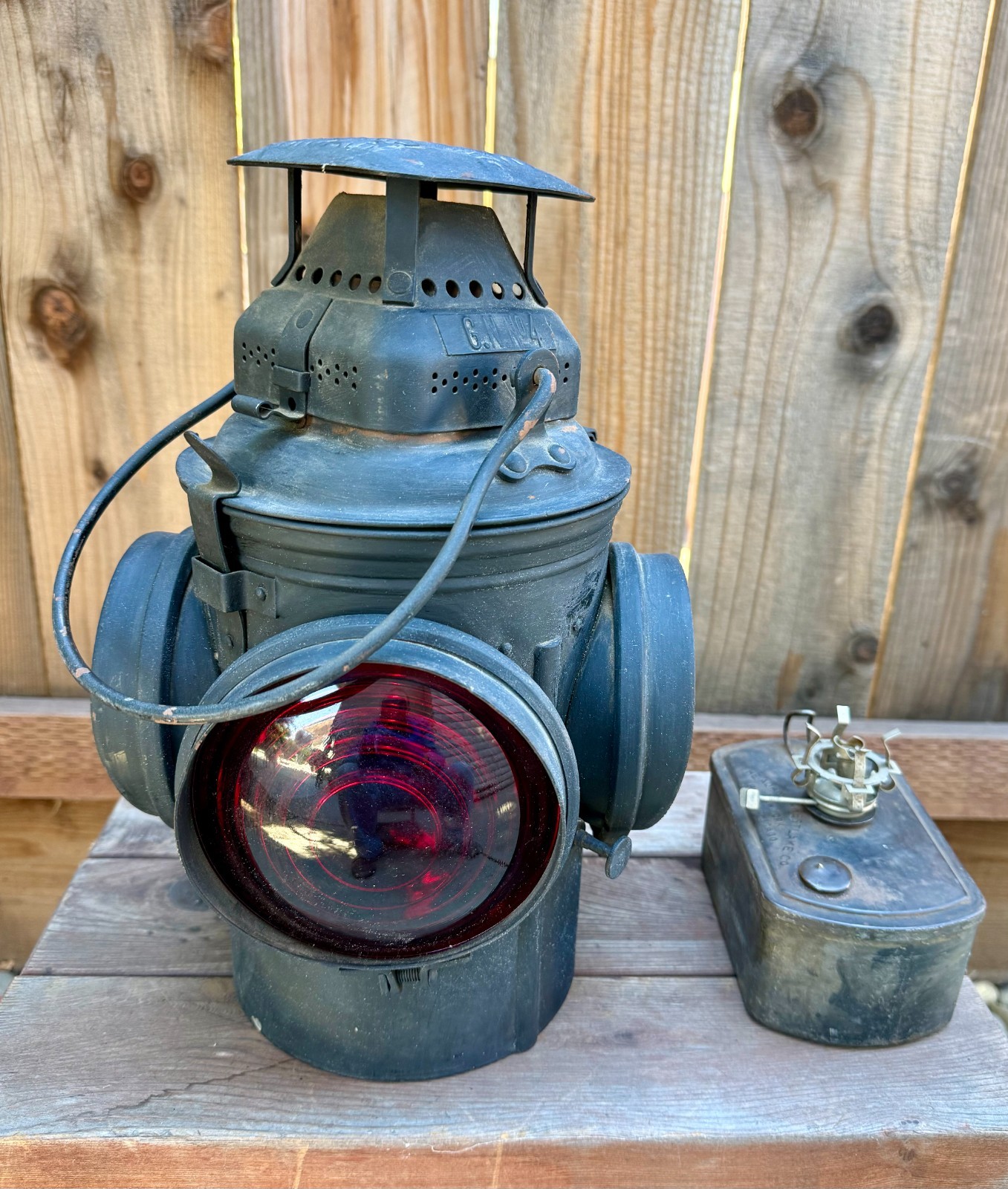 Adlake A&W RR Switch Stand Marker Lamp Great Northern GN No. 4 Marked Circa 1920