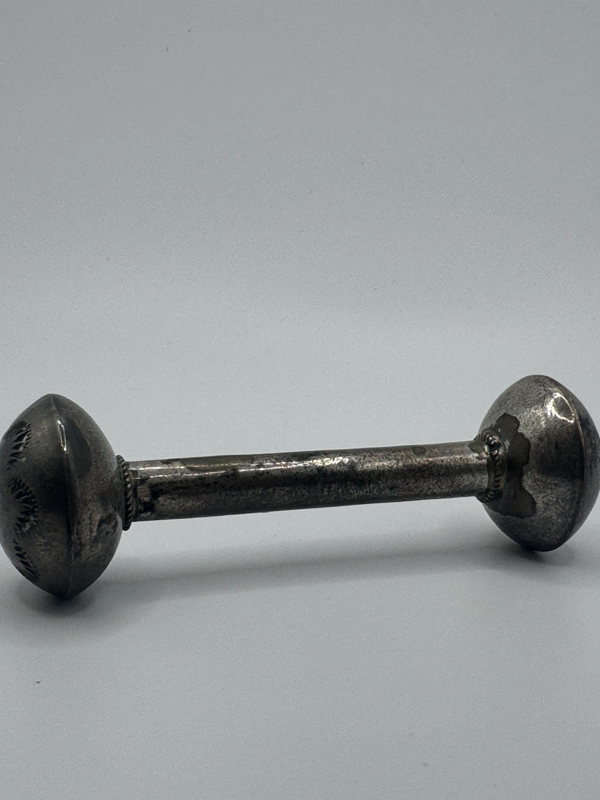 Vintage Navajo Sterling Silver Baby Rattle NATIVE AMERICAN Etched Vintage Navajo Sterling Silver Baby Rattle NATIVE AMERICAN Etched