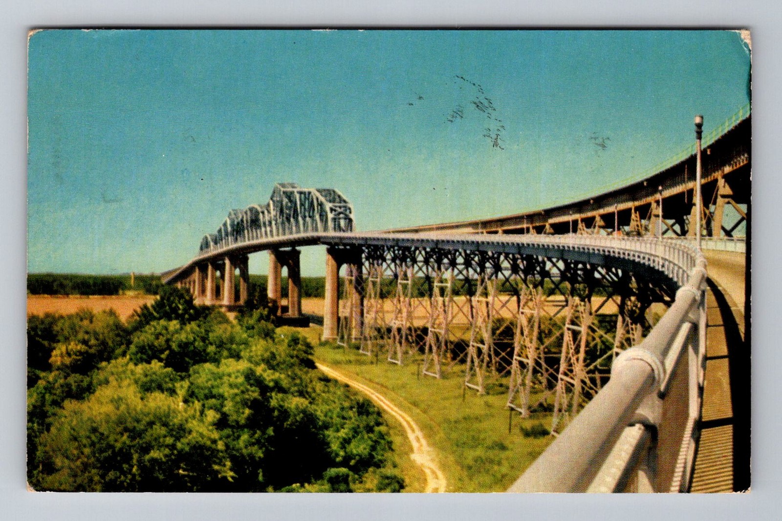 New Orleans LA-Louisiana, Huey P. Long Bridge, Postal PC Vintage c1951 Postcard