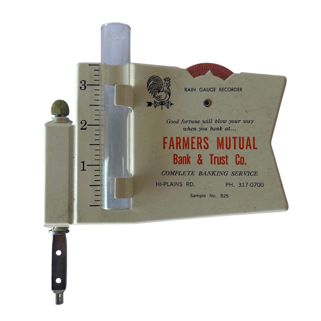 Vintage Morco Windy 825 Rain Gauge Recorder Farmers Mutual Bank Trust w Box Vintage Morco Windy 825 Rain Gauge Recorder Farmers Mutual Bank Trust w Box