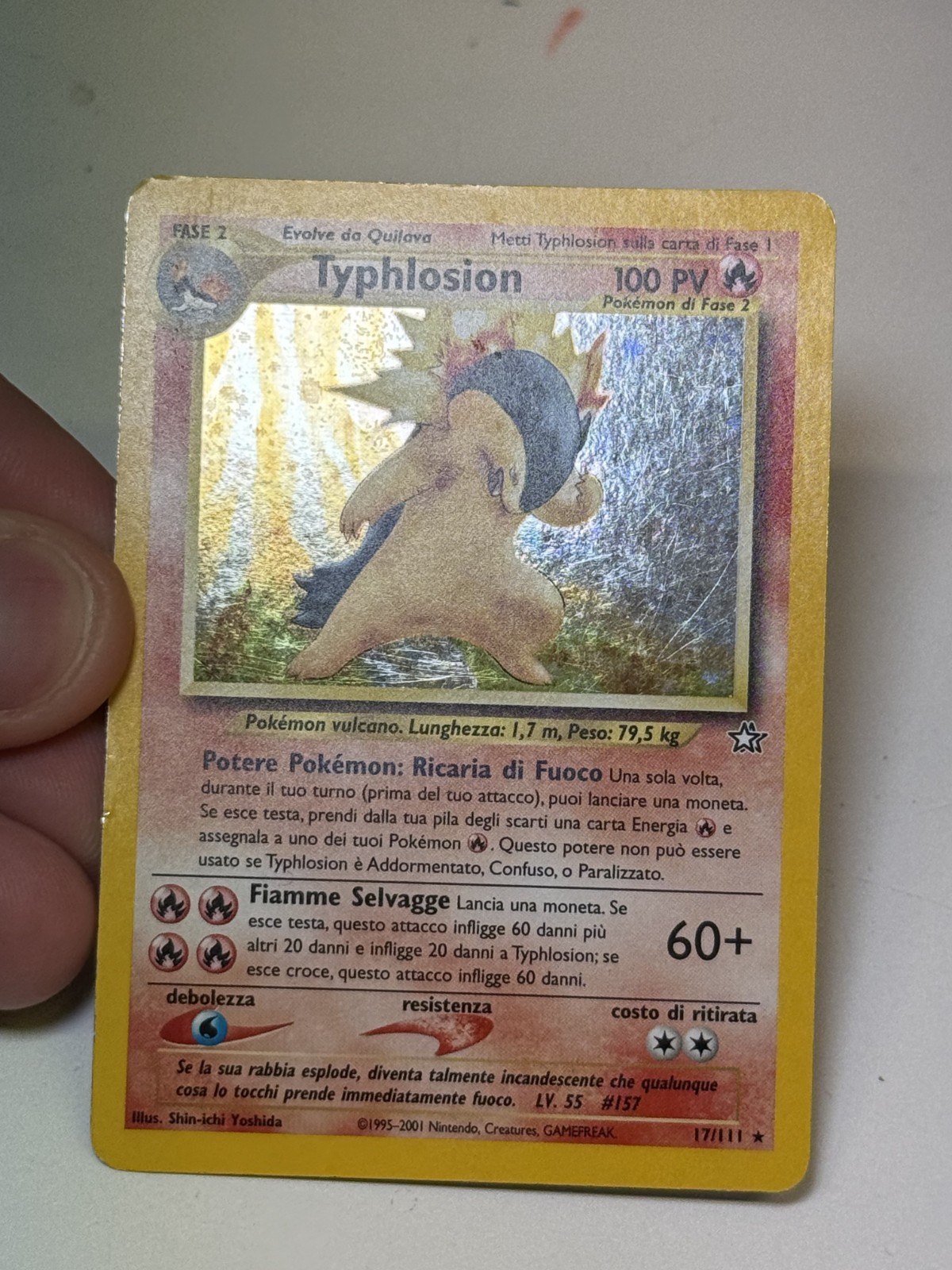 Pokemon NEO GENESIS TYPHLOSION Holo Rare Set #17/111 ITA HP SWIRL NEAR MINT