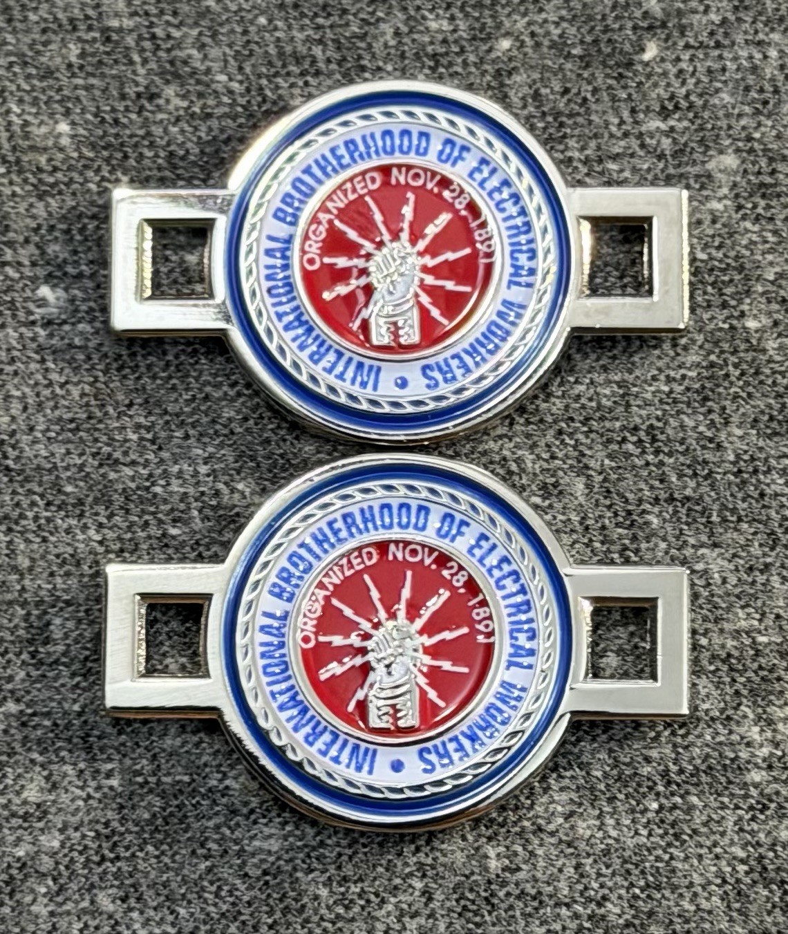 IBEW Boot Charms Lace Tags Electrician Shoe Lace Charm RED BLUE SILVER Trim IBEW Boot Charms Lace Tags Electrician Shoe Lace Charm RED BLUE SILVER Trim