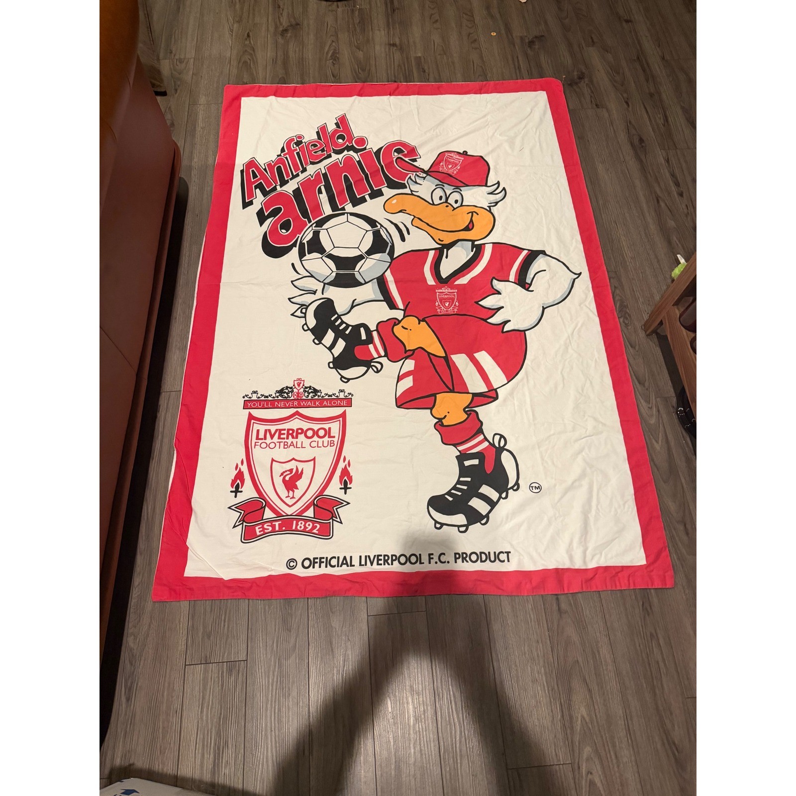 Vintage 90s Liverpool FC Anfield Arnie Mascot Retro YNWA Soccer Twin Bedding