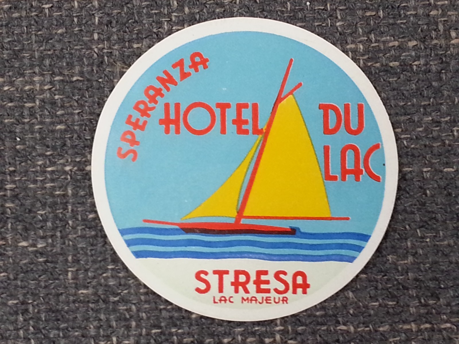 Original Vintage 1950s Luggage Hotel Du Lac DuLac Stresa Tag Label