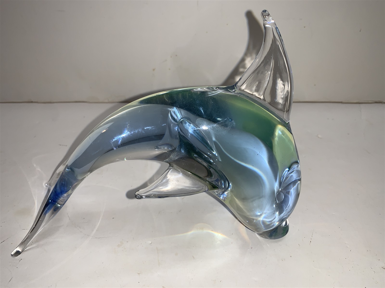 8 in Murano Glass Glass Dolphin Figurine Hand Blowen 8 in Murano Glass Glass Dolphin Figurine Hand Blowen