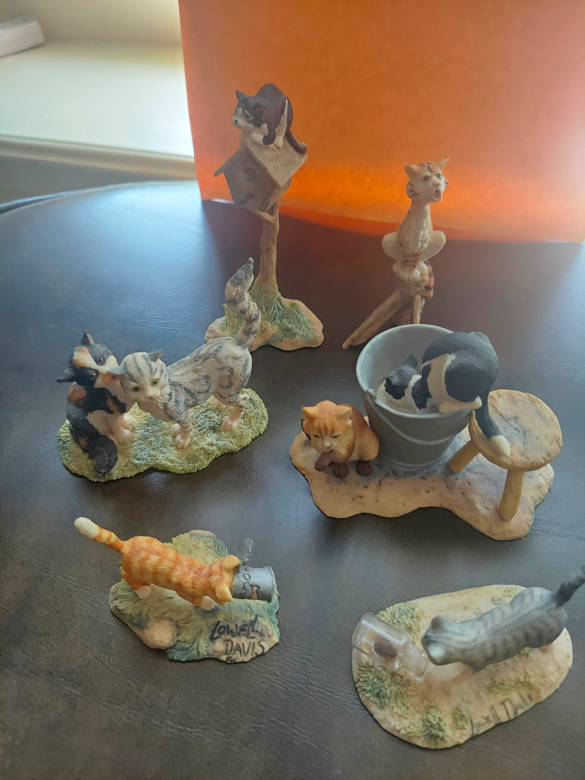 Lowell Davis Resin Cat & Kitten Figurines Lot of 6, Scotland 1987 Lowell Davis Resin Cat & Kitten Figurines Lot of 6, Scotland 1987
