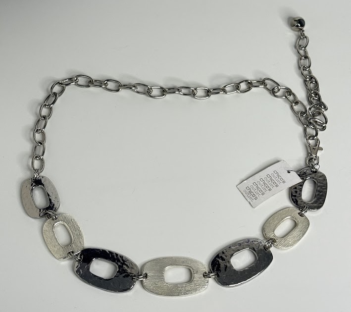 Vintage CHICO Chico's Womens Chain Belt Silver Tone medium large M/L 40