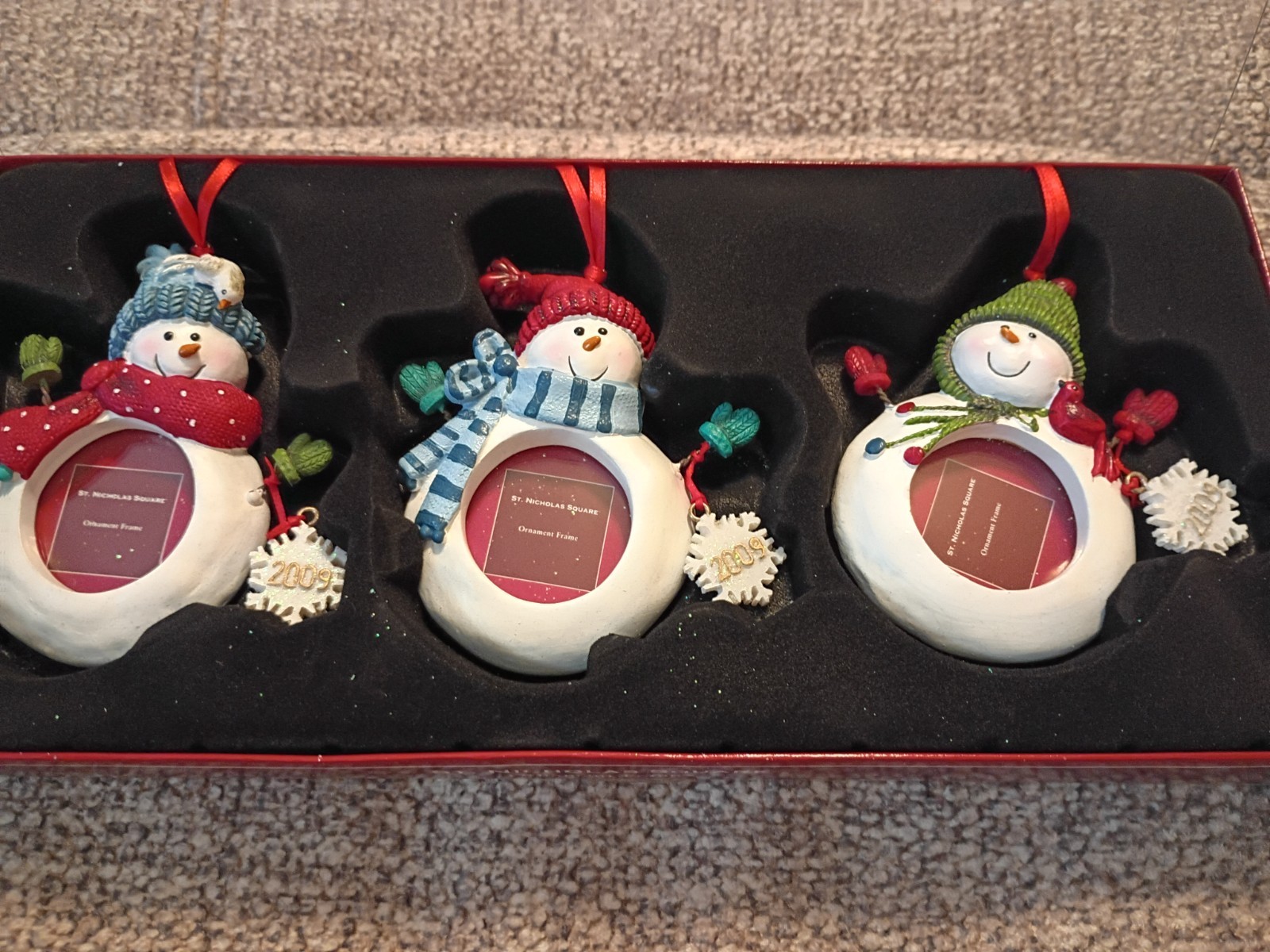 Set of 3 Christmas St. Nicholas Square Snowman Ornament Frames 2009