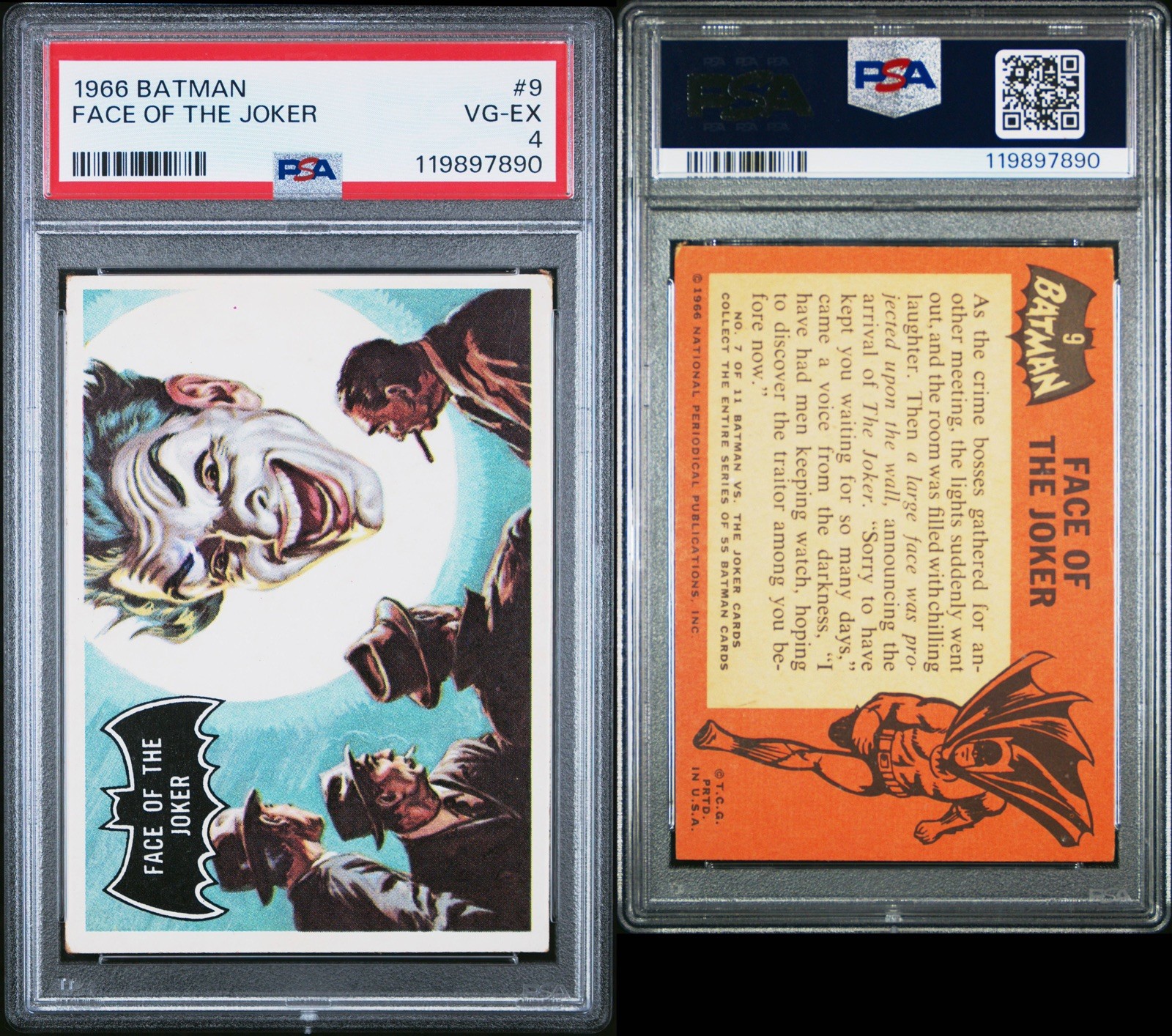 1966 TOPPS BATMAN FACE OF THE JOKER #9 PSA 4