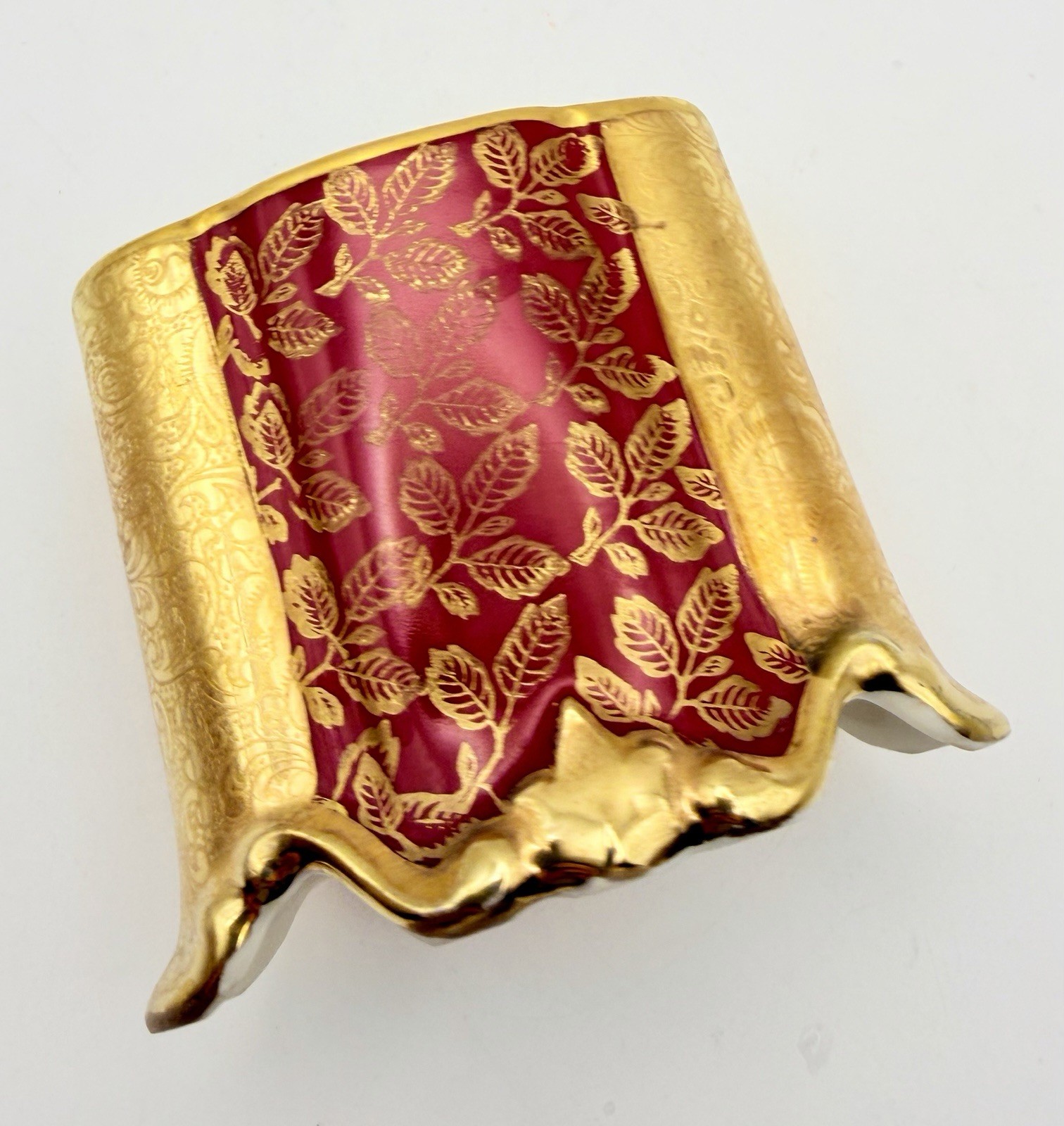 Vintage Alka Bavaria Porcelain Toothpick Tea Bag Holder Germany Red Gold Gilt Vintage Alka Bavaria Porcelain Toothpick Tea Bag Holder Germany Red Gold Gilt