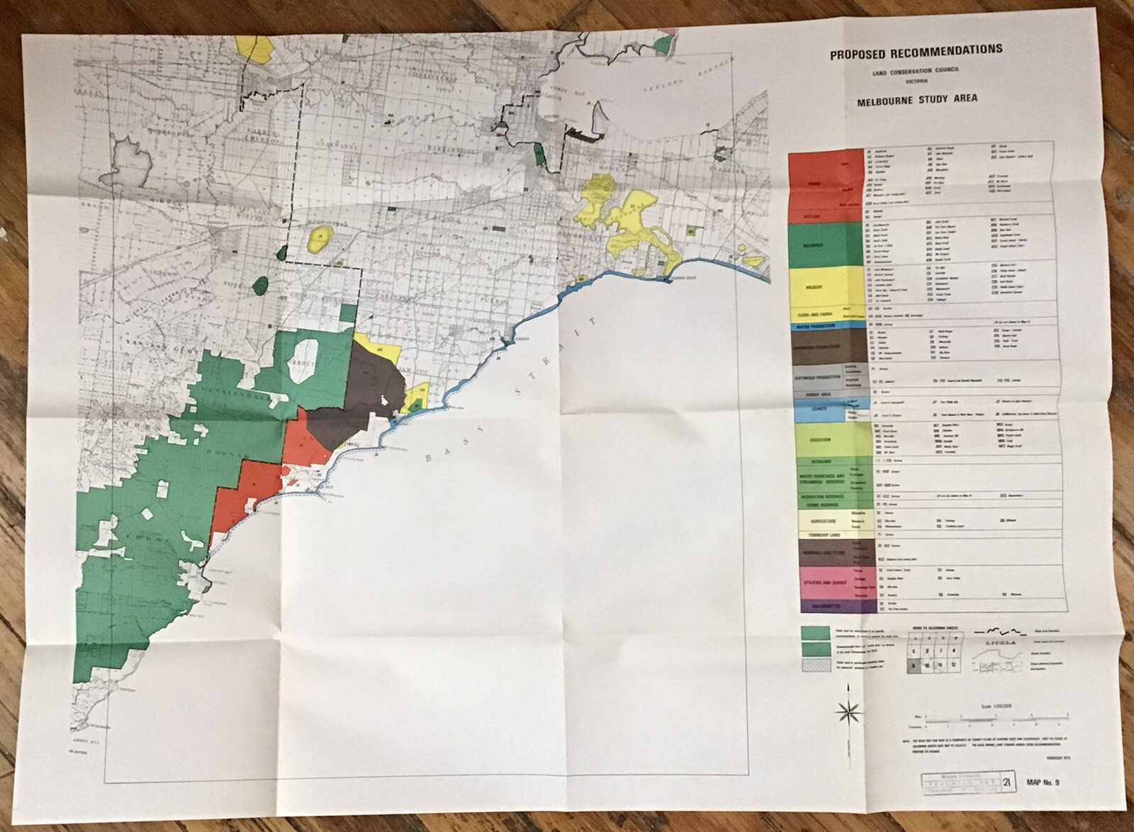 Vintage Map x 1 Geelong Cartography Monash University 1975 No. 9
