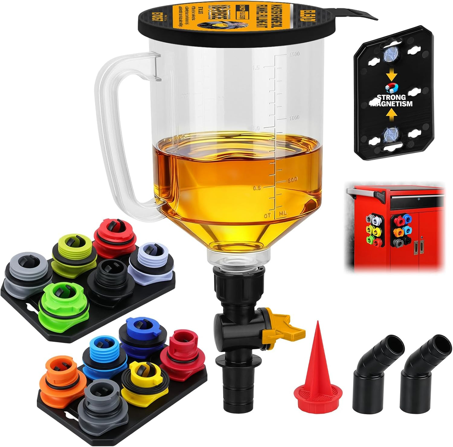 18-Piece No Spill Engine Oil Funnel Kit, 1.59QT/ 1.5L Automotive Coolant Funnel 18-Piece No Spill Engine Oil Funnel Kit, 1.59QT/ 1.5L Automotive Coolant Funnel