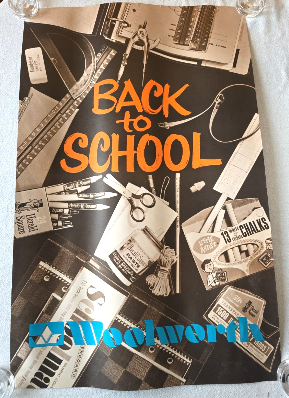 C.1970 Woolworth Back to School Vintage Store Advertising Poster 34x22 C.1970 Woolworth Back to School Vintage Store Advertising Poster 34x22