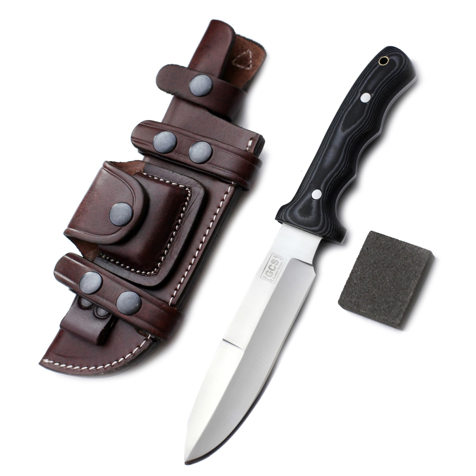 GCS Handmade Black And White Micarta Handle D2 Tool Steel Tactical Hunting Kn...
