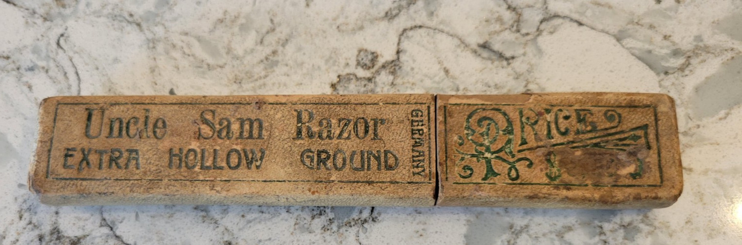 Antique Germany Uncle Sam Razor Extra Hollow Ground with Box Black Straight Edge Antique Germany Uncle Sam Razor Extra Hollow Ground with Box Black Straight Edge