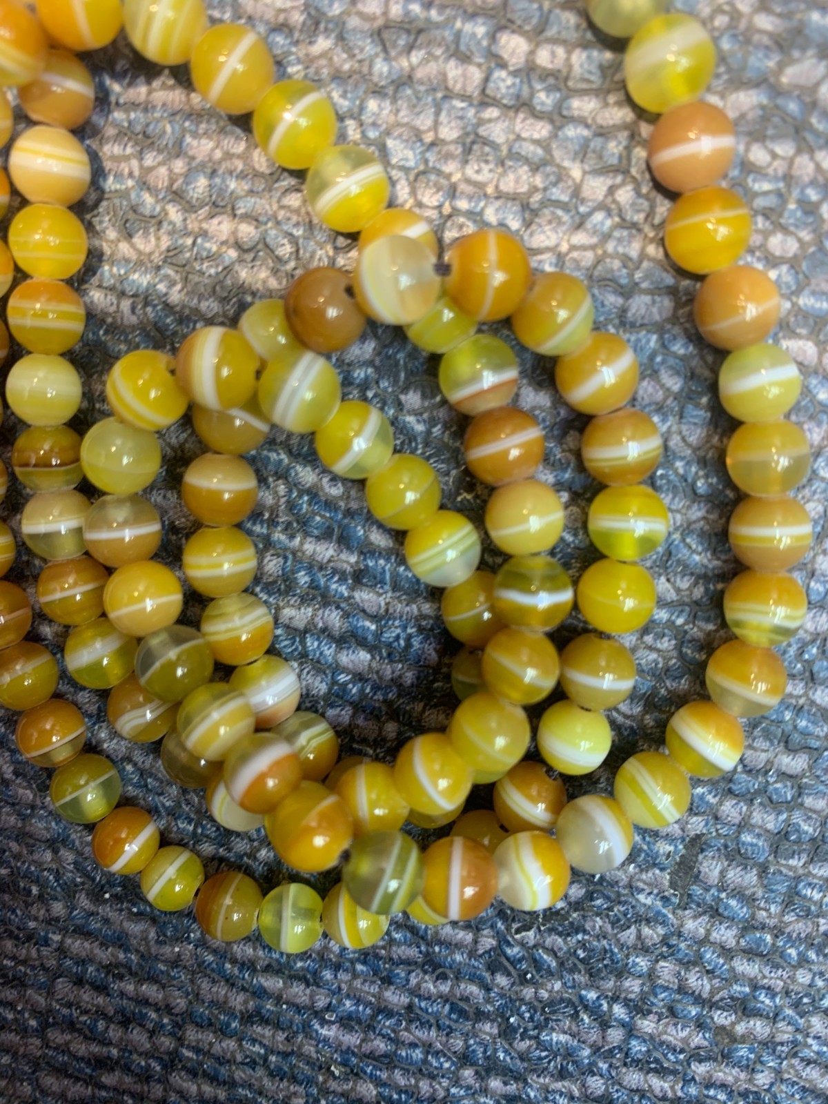 WOW Tibetan Natural Yellow Agate Dzi *Stripe* 6mm Round 108 Beads Necklace