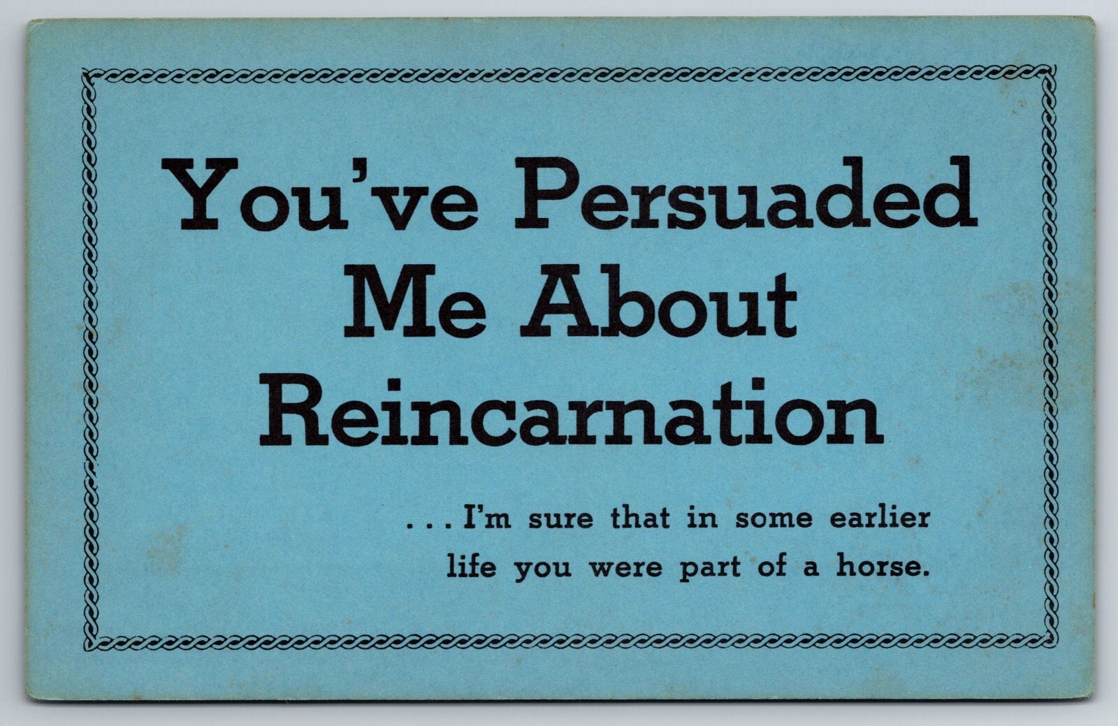 Reincarnation, You Were Part of a Horse in Past Life, Humor, Vintage Postcard Reincarnation, You Were Part of a Horse in Past Life, Humor, Vintage Postcard